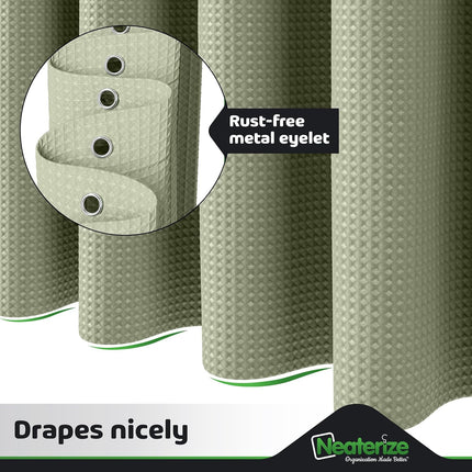 Sage Green Waffle Shower Curtain – Hotel Style, 72x72 Inch Bathroom Curtain