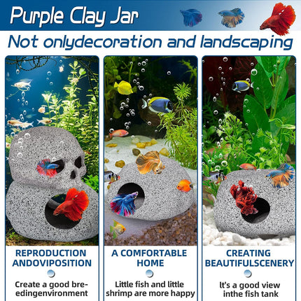 Small Ceramic Aquarium Rock Cave Betta Fish Hideout Shrimp Breeding Tank Decor