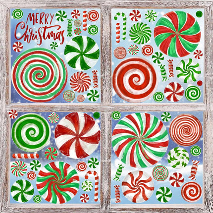 Christmas Window Clings – Candy Cane Stickers and Candyland Decals for Holiday Decor