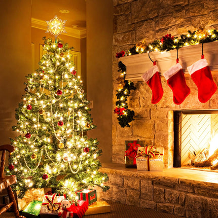 Christmas Tree Topper, 9.25” Snowflake with 20 Lights, Silver & Gold, 120V Plugin