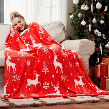 Christmas Throw Blanket – Soft Flannel Plush Blanket for Warmth & Holiday Decorative Touch