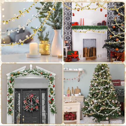 33ft Silver Christmas Tree Bead Garland – Clear Iridescent Twist String Decoration