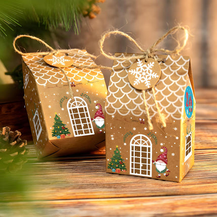 24 Pcs Christmas Gift Boxes – Candy House Style Goodie Bags for Holiday Treats