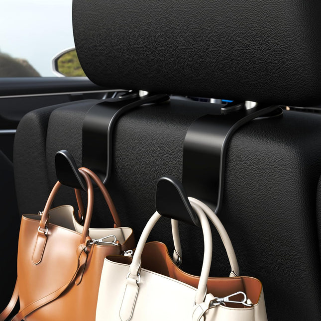 Car Seat Headrest Hooks – 4-Pack Universal Hanger for Handbag, Purse, Coat
