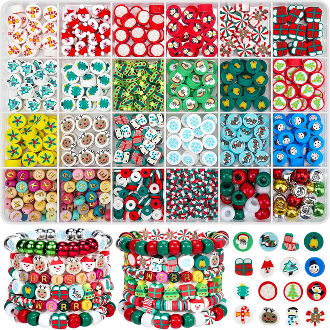 800PCS Christmas Beads Bracelet Kit – DIY Jewelry Craft for Girls & Kids