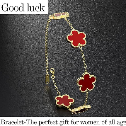 18K Gold Plated Clover Bracelet Set for Women Trendy Lucky Jewelry Gift