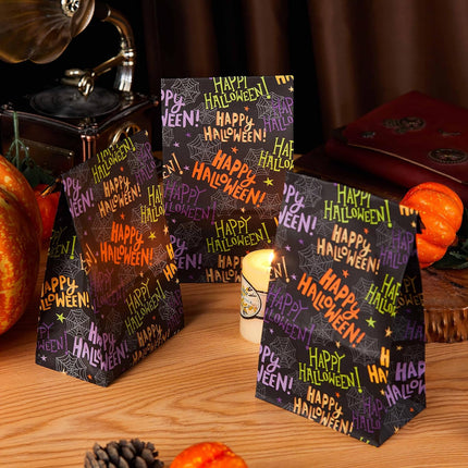 30-Pack Halloween Paper Treat Bags, 9.1x5.1x3.1in Spider Web Goodie Bags
