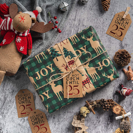 4 Rolls Christmas Wrapping Paper with Tags, Jute String & Gift Bows – 30"x10ft