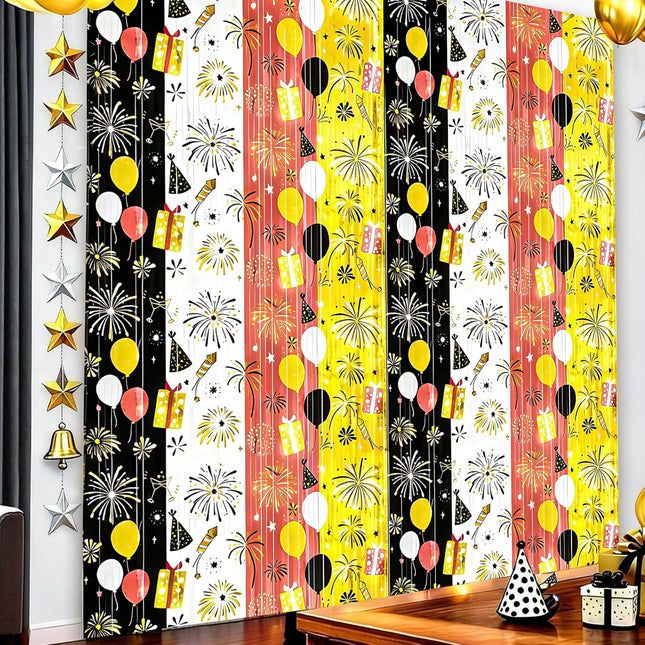 Happy New Year 2026 Foil Fringe Curtains – 2-Pc NYE Photo Booth Decor