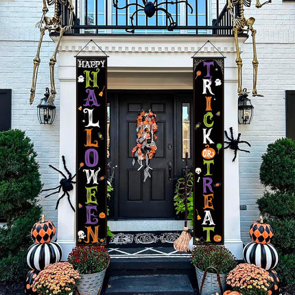 Halloween Trick or Treat Porch Banner, Hanging Door & Wall Party Decor Indoor Outdoor