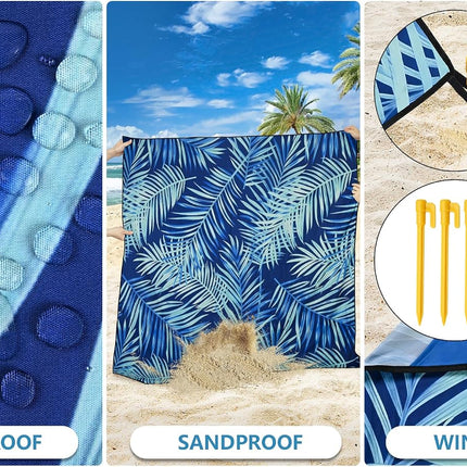 Extra Large Beach Blanket Mat, Waterproof Sandproof Quick-Dry Outdoor Picnic Mat for 2-8 Adults