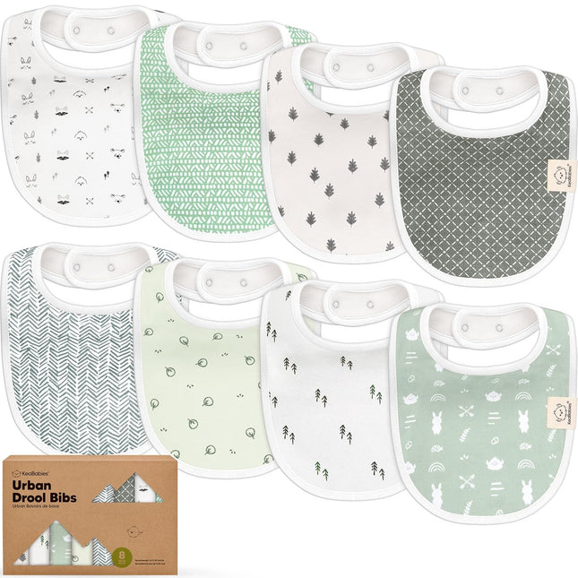 8-Pack Organic Baby Bibs – Soft Cotton, Teething & Drooling, 0–24 Months