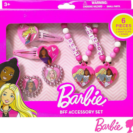 Barbie Jewelry Box Set – 6 Piece Toy Set with Rings, Bracelets & Hair Clips (Ages 3+)