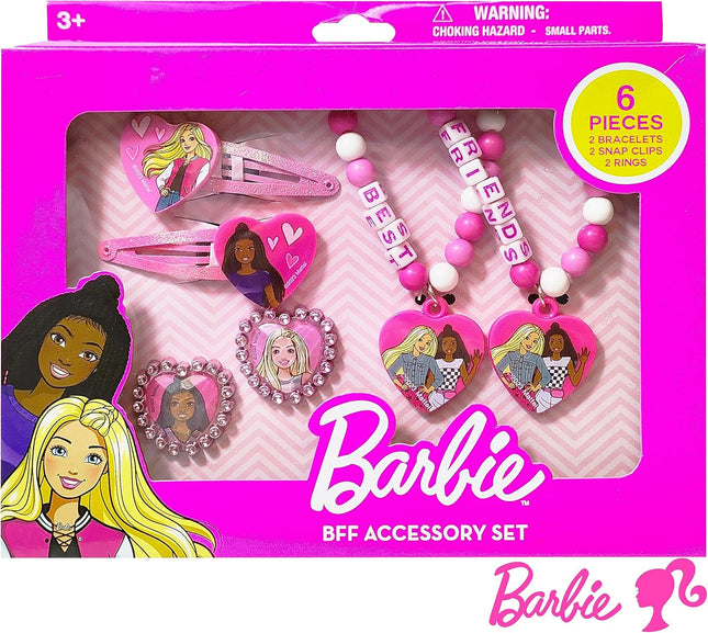 Barbie Jewelry Box Set – 6 Piece Toy Set with Rings, Bracelets & Hair Clips (Ages 3+)