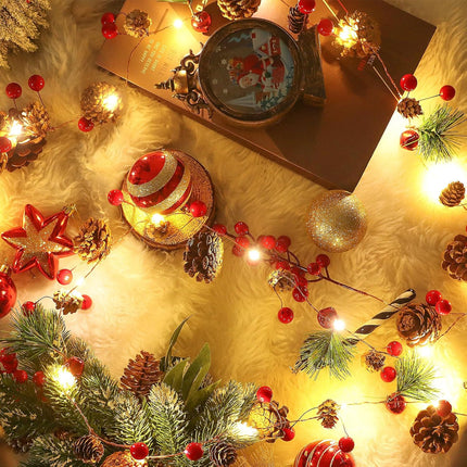 Light-Up Christmas Pine Cone Garland – 6.56ft Battery Operated String Lights for Festive Decoration