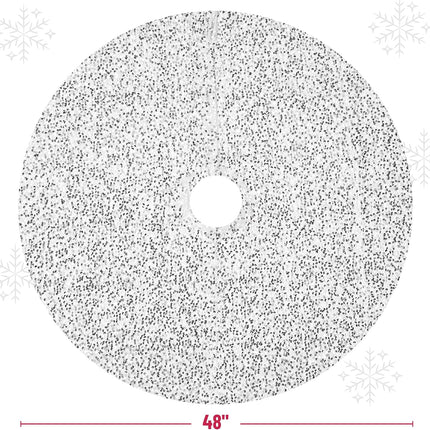 48 Inch Silver Christmas Tree Skirt Sequin Xmas Tree Floor Cover