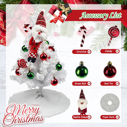 24-Inch Mini Artificial Christmas Tree 2 FT Lighted Tabletop with Santa Claus Doll Festive Decor