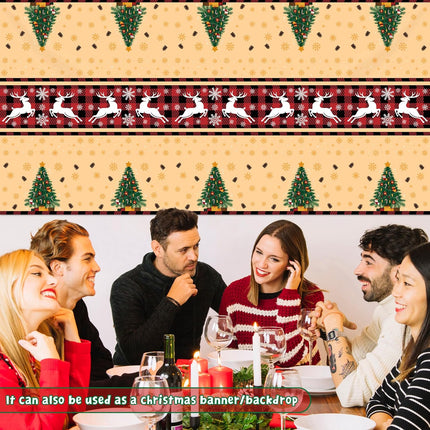 2-Pack Christmas Tablecloths – Xmas Party Decorations for Indoor/Outdoor
