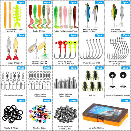 137Pc Fishing Lures Tackle Box with Crankbaits, Hooks & Freshwater Baits
