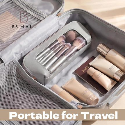 14PC Makeup Brush Set Travel Kit Case Sponge Soft Synthetic Brushes