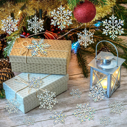 36PCS Christmas Snowflake Ornaments – Iridescent Hanging Holiday Decorations