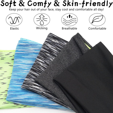 5-Pack Men’s Sports Headbands – Breathable, Washable, Workout Ready