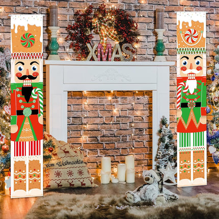 2pcs Christmas Soldier Porch Banners – Lollipop Front Door Holiday Decorations