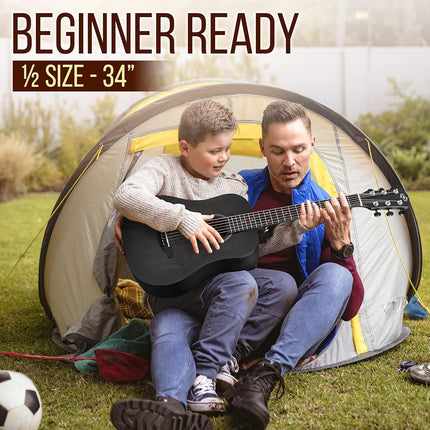 Junior Acoustic Guitar Kit, 34" 1/2 Size, Steel Strings, for Kids & Adults