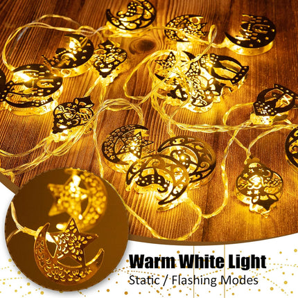Ramadan Eid String Lights – 9.8ft, 20 LEDs with Moon, Star & Lantern Design