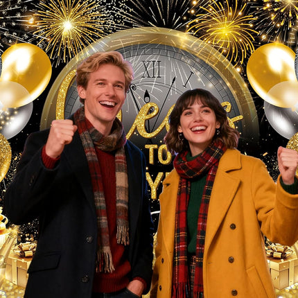 Cheers to the New Year 7x5FT Banner Photo Background NYE 2026 Party Supplies