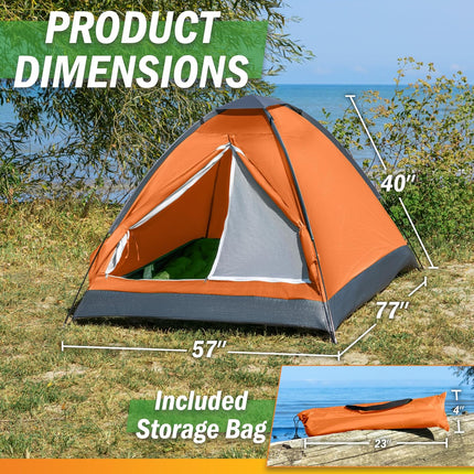 2 Person Camping Tent with Rain Fly & Carry Bag Lightweight Outdoor Shelter