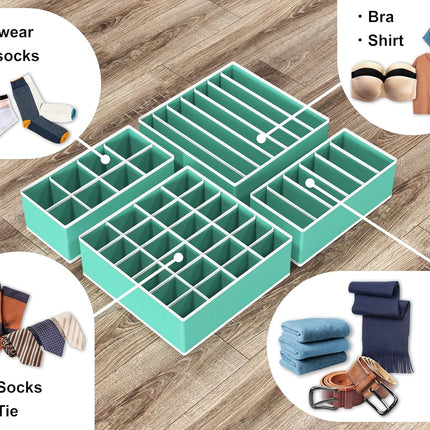 4-Pack Drawer Organizer Set – Foldable Closet Dividers for Underwear & Socks