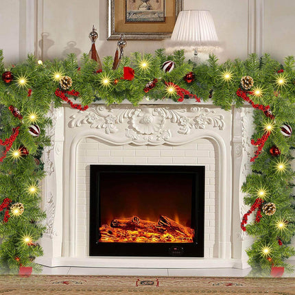 9FT Artificial Christmas Garland, Pre-Lit with 50 LED Lights, Battery Operated for Festive Decor