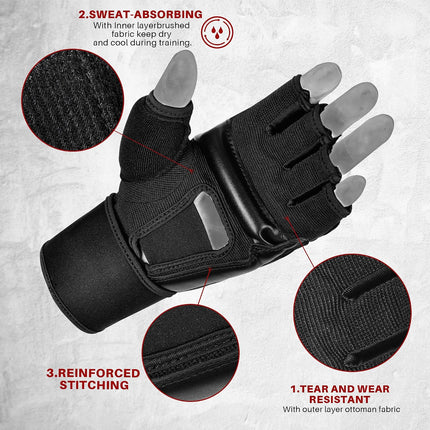 MMA Boxing Gloves for Men Women & Kids, PU Leather, EVA Padding, Wrist Support