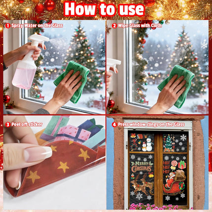 Christmas Snowflake Window Clings – Santa, Reindeer & Holiday Stickers