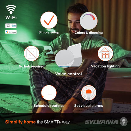 WiFi LED Smart Bulb 4-Pack – A19, Full Color & Tunable White, Alexa/Google