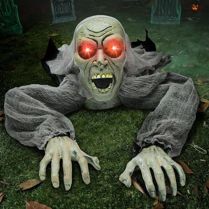 Zombie Halloween Groundbreaker Yard Decor, Sound & Flashing Eyes Graveyard Prop