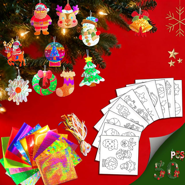 Christmas Foil Art Kit No Mess Peel & Press DIY Craft with Santa Tree Snowman