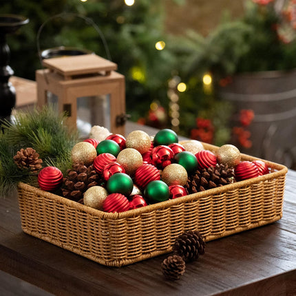 24-Piece Small Shatterproof Christmas Ornaments – Red, Green & Gold Balls