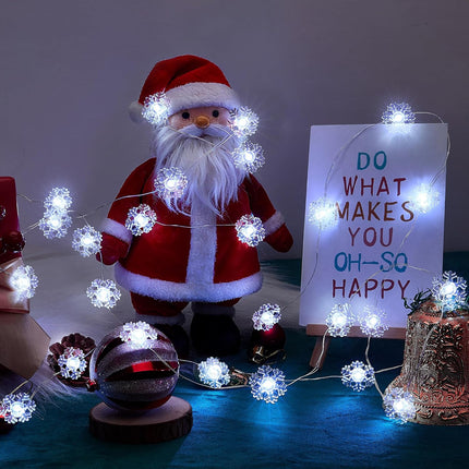 Christmas Snowflake Lights – 12.8ft 40 LED Battery Operated Decor