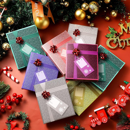 18 Pcs Christmas Gift Card Holder Boxes – Glitter Boxes with Red Wrapping Bow
