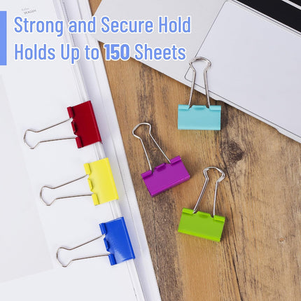 25-Pack 1.25” Colored Binder Clips – Medium Paper Clamps for Office & School