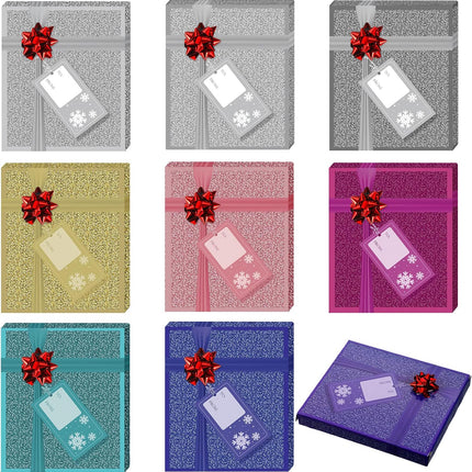18 Pcs Christmas Gift Card Holder Boxes – Glitter Boxes with Red Wrapping Bow