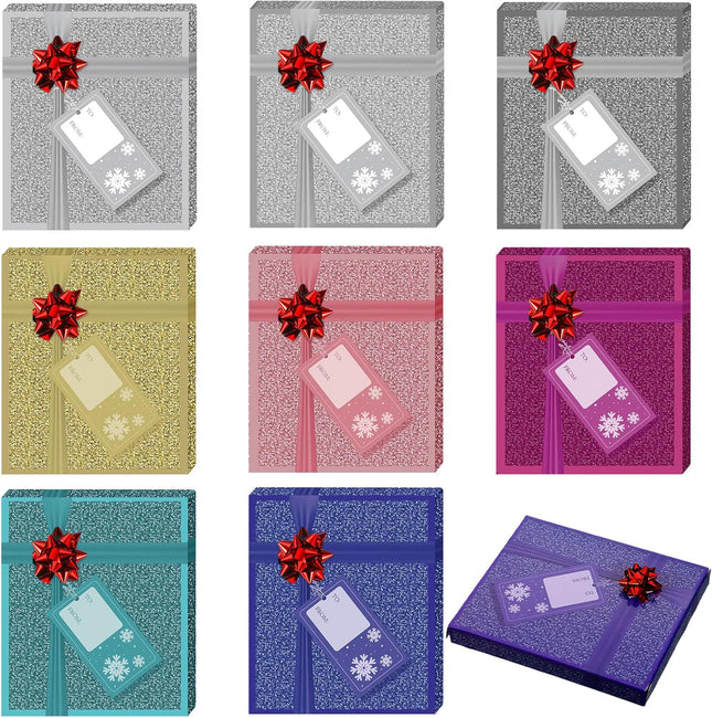 18 Pcs Christmas Gift Card Holder Boxes – Glitter Boxes with Red Wrapping Bow