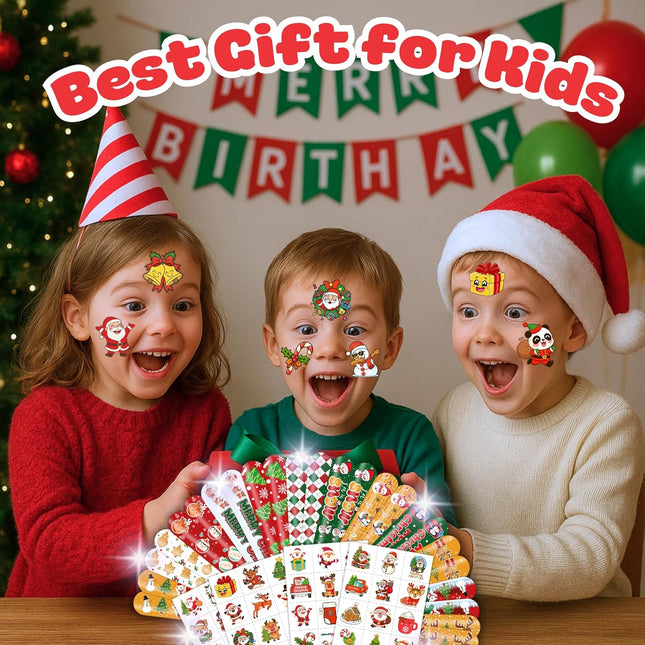 72PCS Christmas Party Favors – 48 Tattoos & 24 Slap Bracelets for Kids