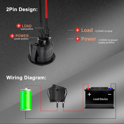 5Pcs Rocker Switch ON/OFF – Mini Round Toggle Switch, SPST, 2Pin, Pre-Wired