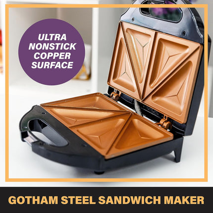 Gotham Steel 2-in-1 Electric Sandwich Maker Panini Press Nonstick Grilled Cheese