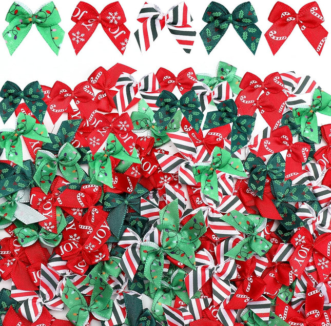 150PCS Christmas Mini Bows – Tiny Twist Tie Bows for DIY Crafts, Sewing, and Party Decor