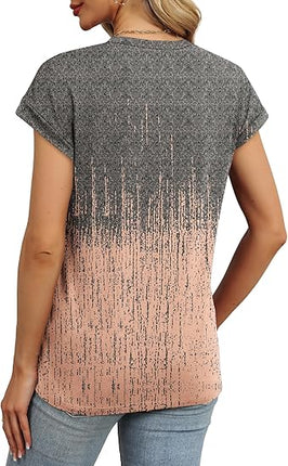 Women’s Summer Tops Short Sleeve Crew Neck Trendy Tunic Blouse