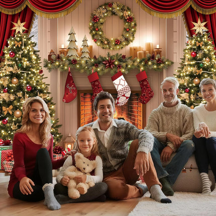 Christmas Photography Backdrop – 6x4FT Tree & Fireplace Winter Party Banner